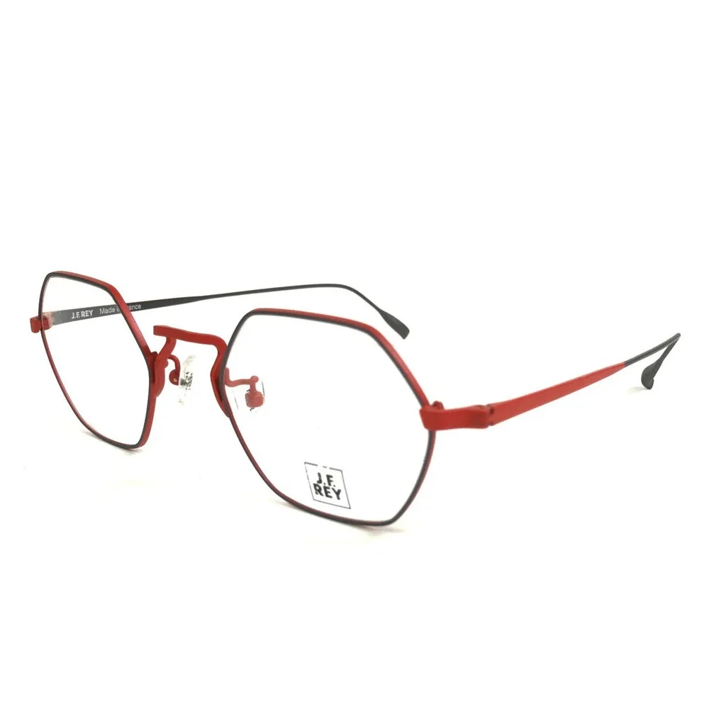 J. F. Rey Eyeglasses Frames JF3014 0360 Gray Orange Hexagonal Wire Rim 50-22-145